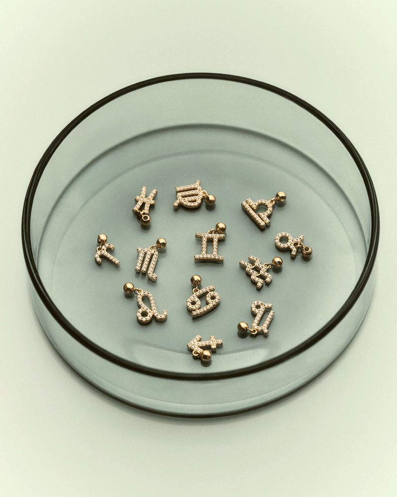 Gemini astrological sign charm set with white zirconia to customize necklace or bracelet