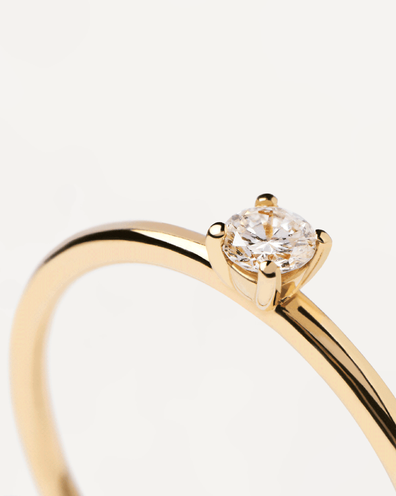 Solid yellow gold engagement ring set with a 0.10 carat solitary lab-grown diamond