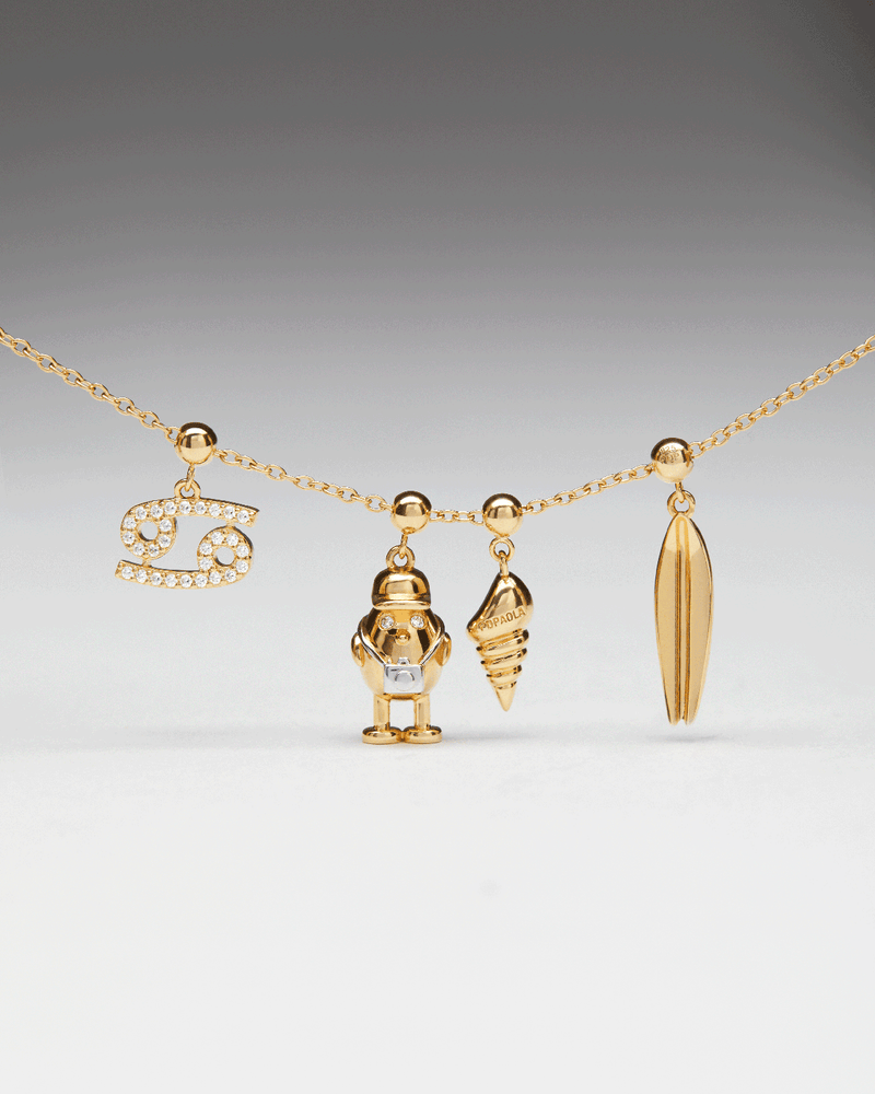 Cancer astrological sign charm set with white zirconia to customize necklace or bracelet